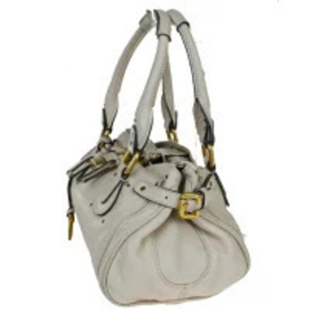 Chloe Bag Paddington Padlock Handbag White Leather Shoulder Ivory White